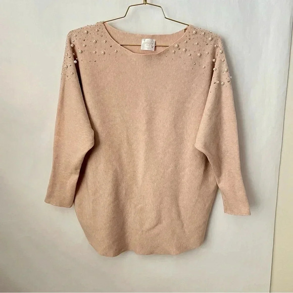 Siren Lily Maternity Jewel Sweater Plus Size 1X Cream Batwing Sleeve - Picture 4 of 8